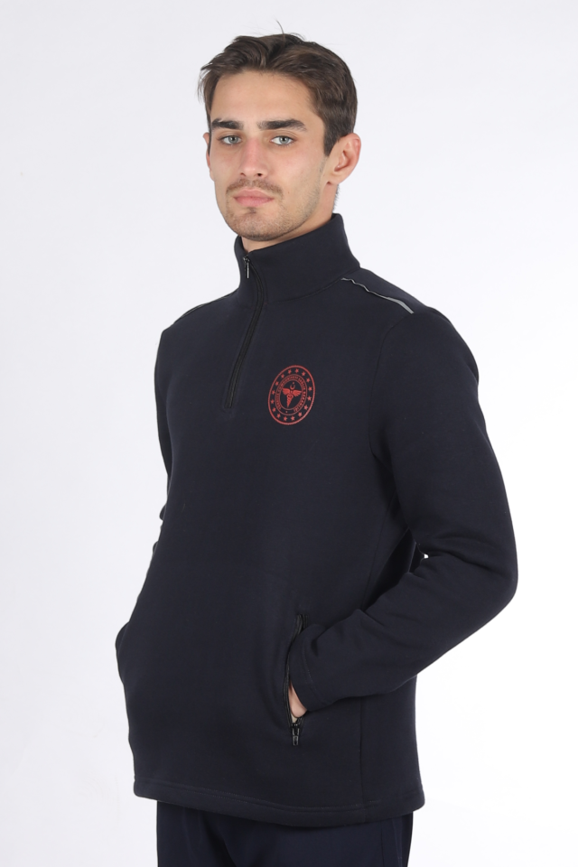 Lacivert 112 Acil Sağlık Kışlık Yarım Fermuar Balıkçı Yaka Sweatshirt Unisex