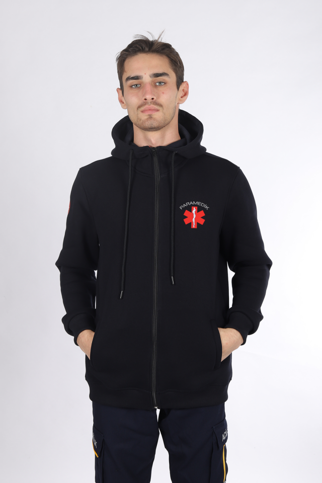 Lacivert Paramedik Kapüşonlu Hırka Unisex