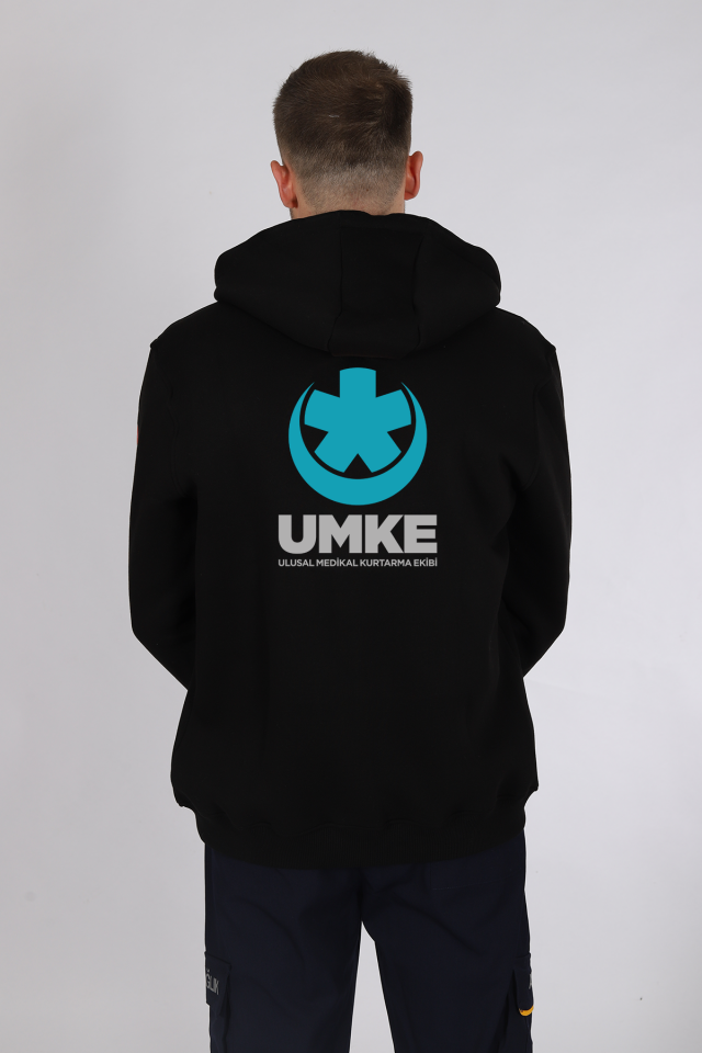 Siyah UMKE Kapüşonlu Hırka Unisex