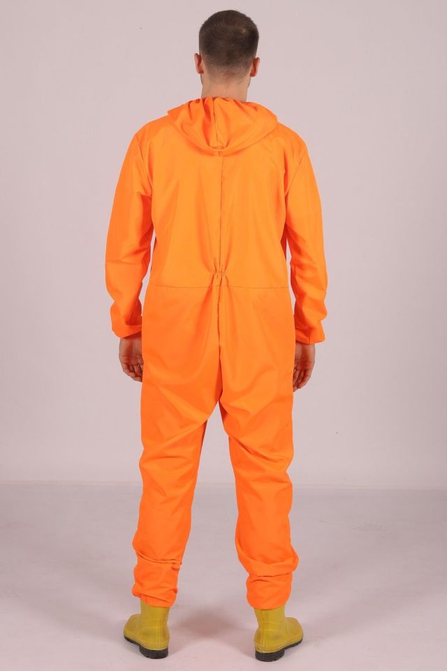 Turuncu İşçi Tulumu Balıkçı Çiftçi Bahçıvan Kuaför Laboratuvar Sıvı İtici Terletmez Kumaş Unisex XXL