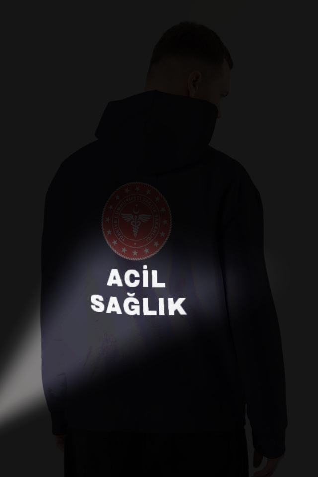 Lacivert 112 Acil Sağlık Kapüşonlu Sweatshirt Unisex S