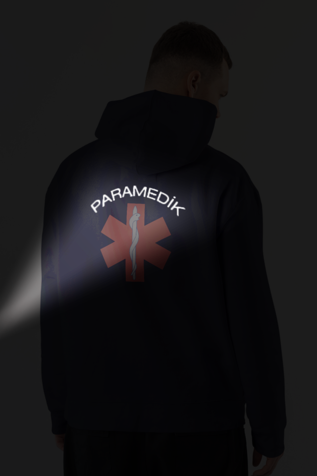 Siyah Paramedik Kapüşonlu Sweatshirt Unisex XL