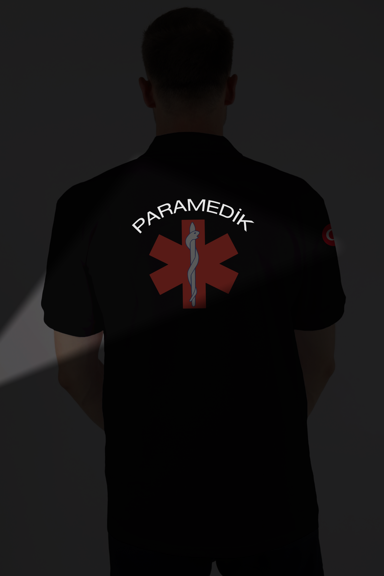 Siyah Paramedik Polo Yaka Tişört Unisex