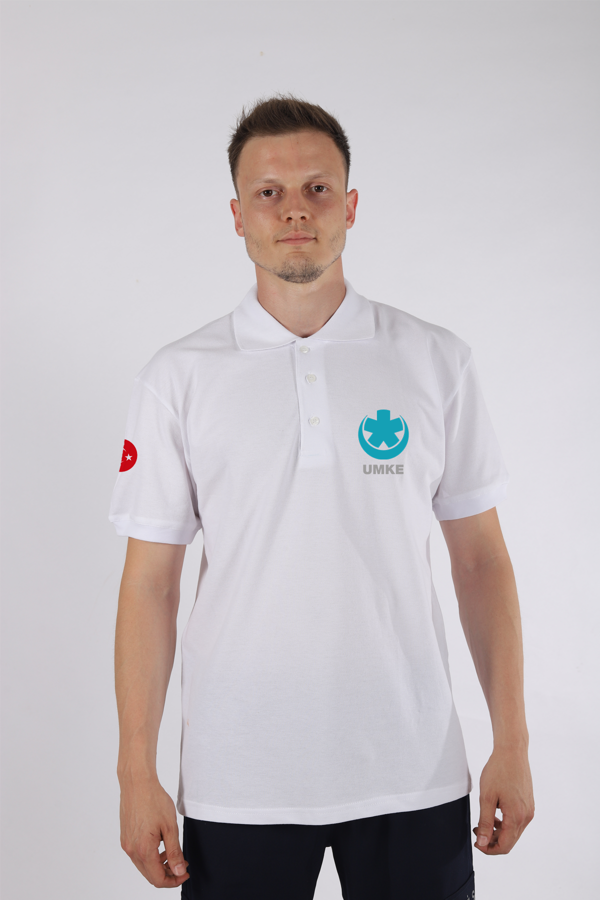 Beyaz UMKE Polo Yaka Tişört Unisex