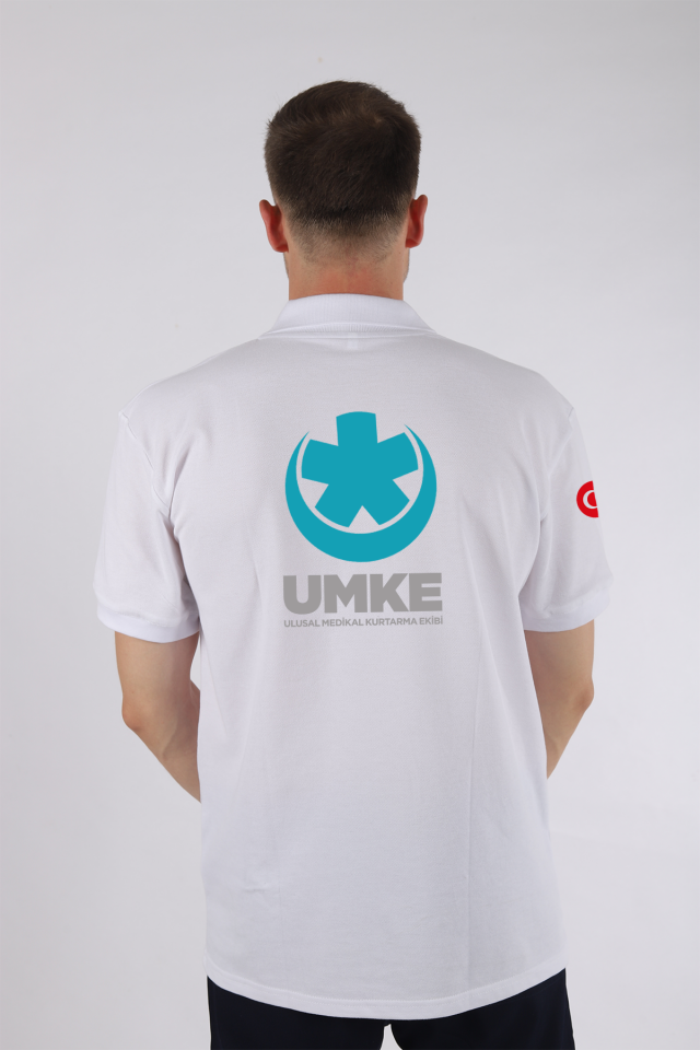 Beyaz UMKE Polo Yaka Tişört Unisex