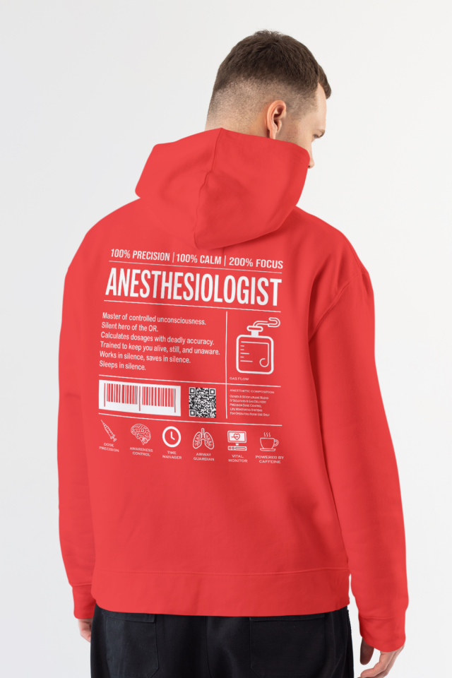 Anesthesiologist - Kapüşonlu Sweatshirt Kırmızı Unisex