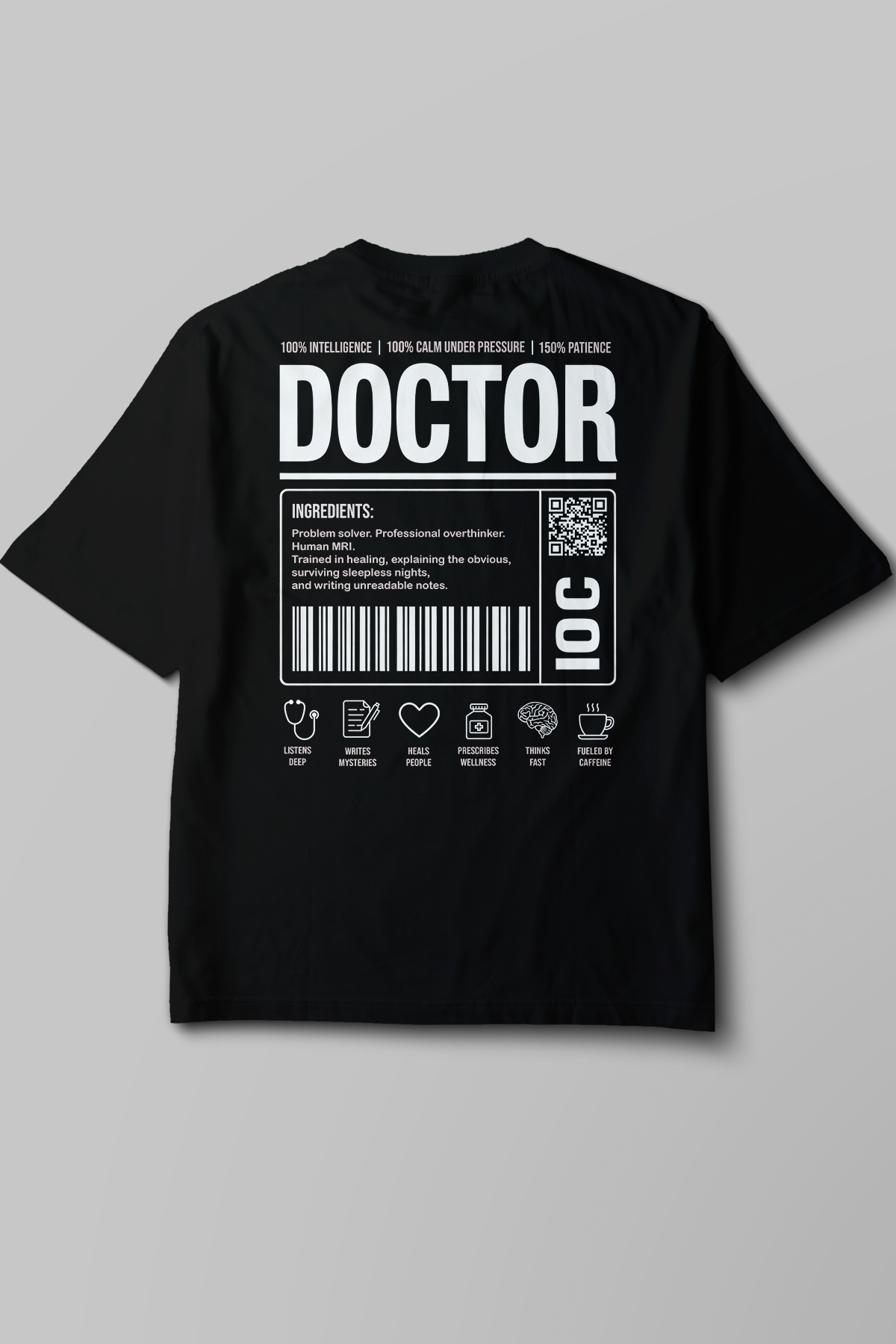 Doctor - Oversize T-Shirt Siyah Unisex