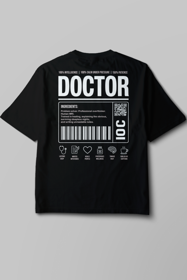 Doctor - Oversize T-Shirt Siyah Unisex