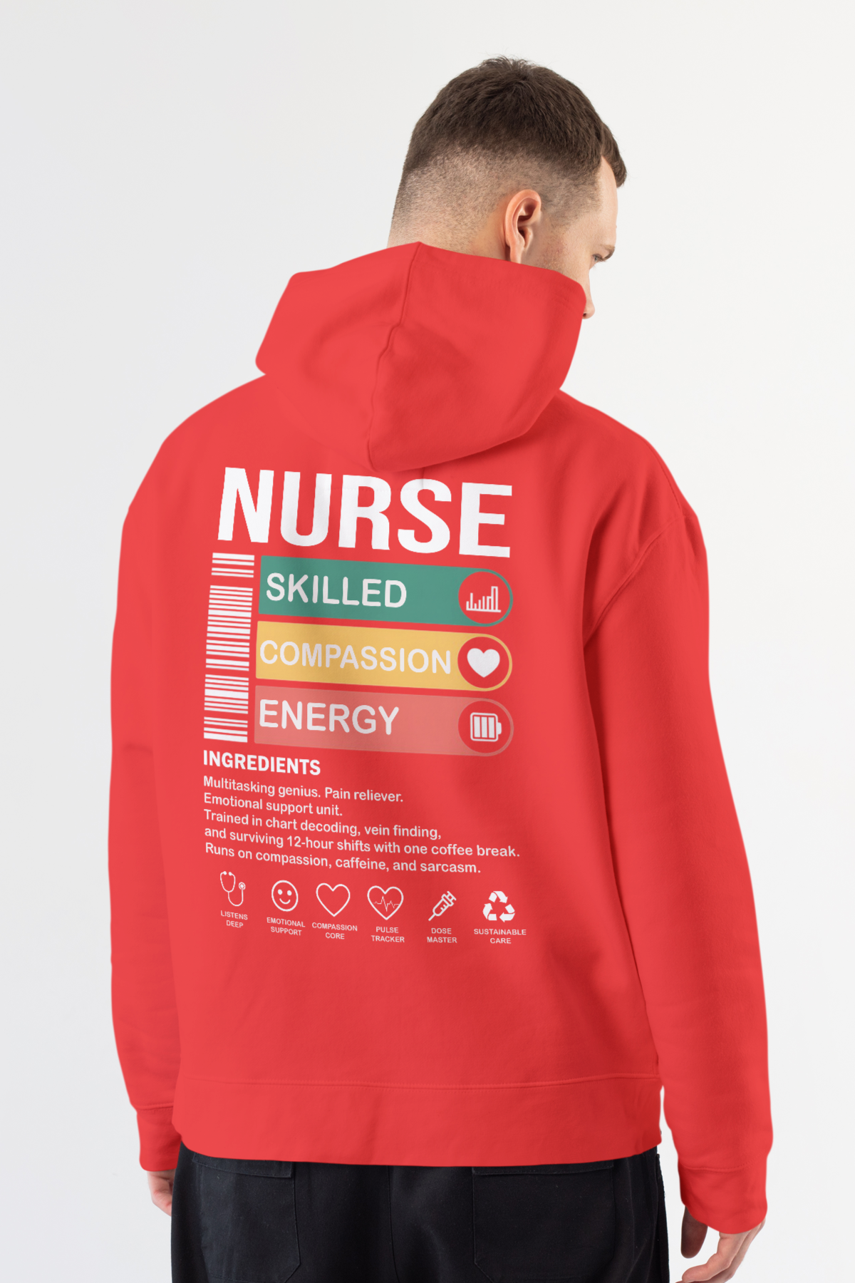 Nurse - Kapüşonlu Sweatshirt Kırmızı Unisex