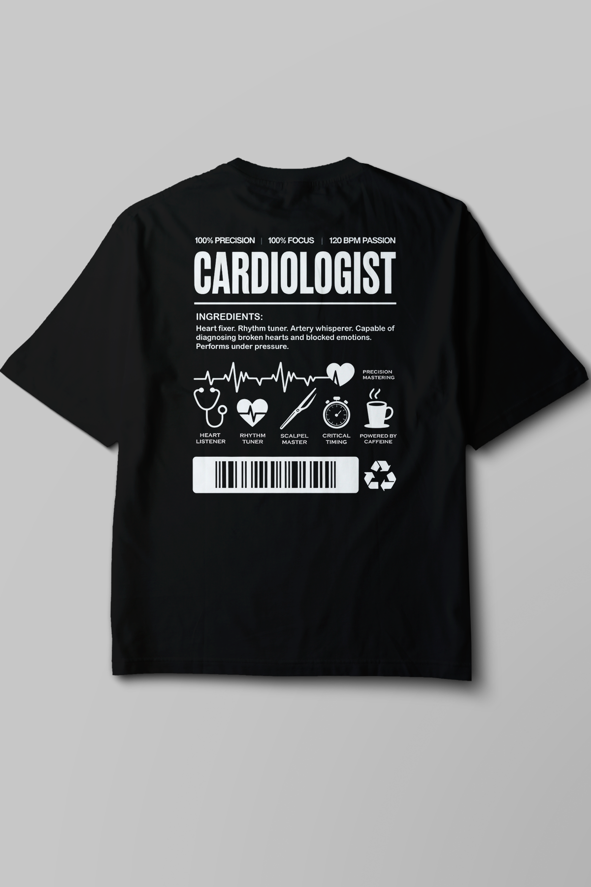 Cardiologist - Oversize T-Shirt Siyah