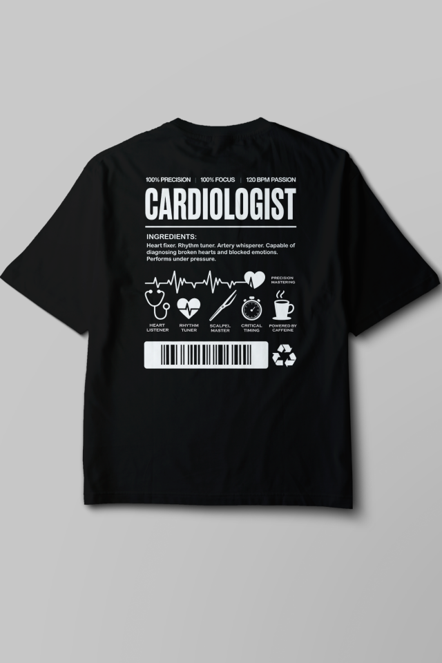 Cardiologist - Oversize T-Shirt Siyah