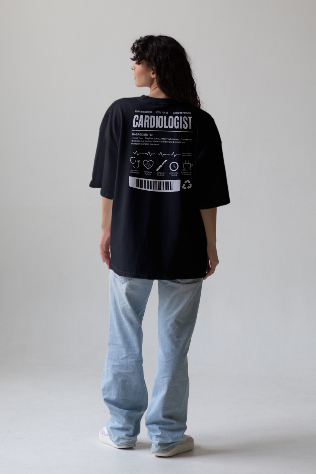 Cardiologist - Oversize T-Shirt Siyah Unisex