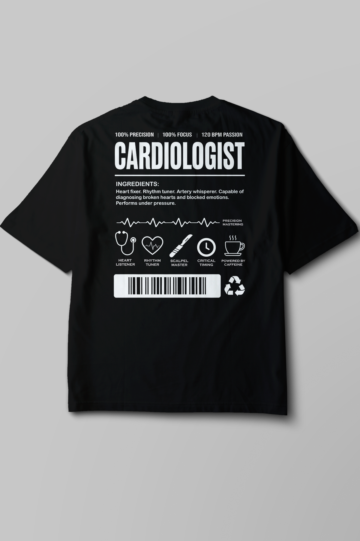 Cardiologist - Oversize T-Shirt Siyah Unisex