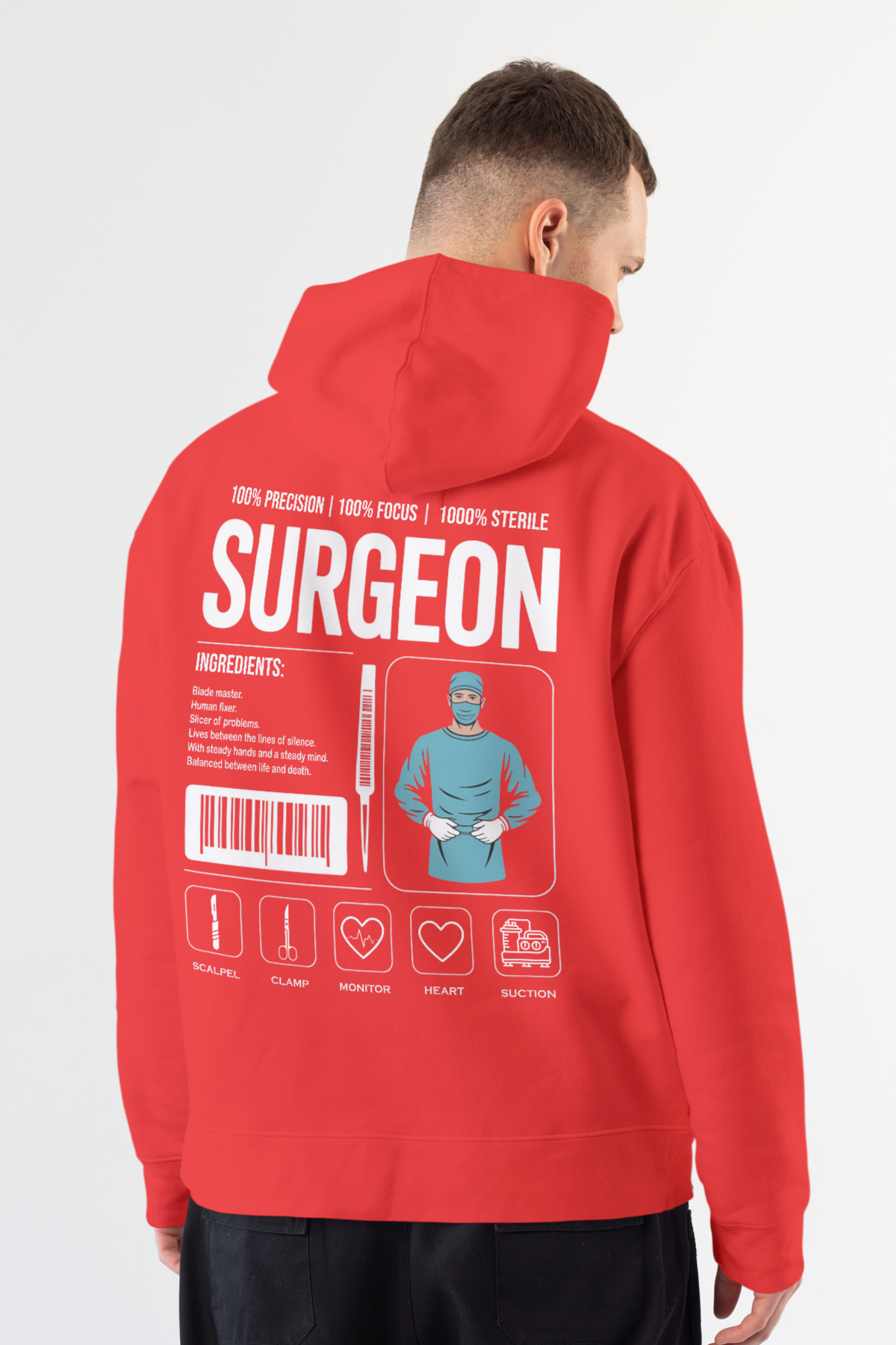 Surgeon - Kapüşonlu Sweatshirt Kırmızı Unisex