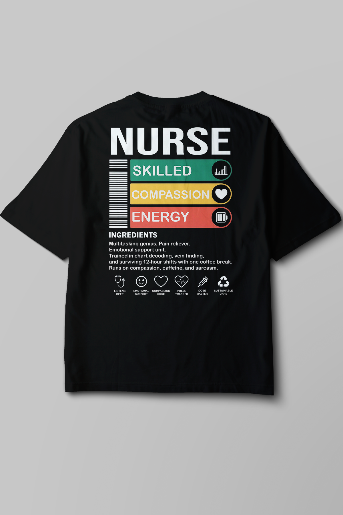 Nurse - Oversize T-Shirt Siyah Unisex