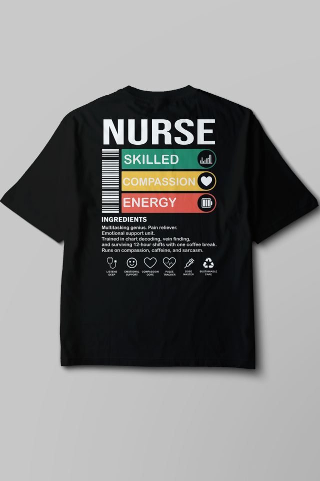 Nurse - Oversize T-Shirt Siyah Unisex