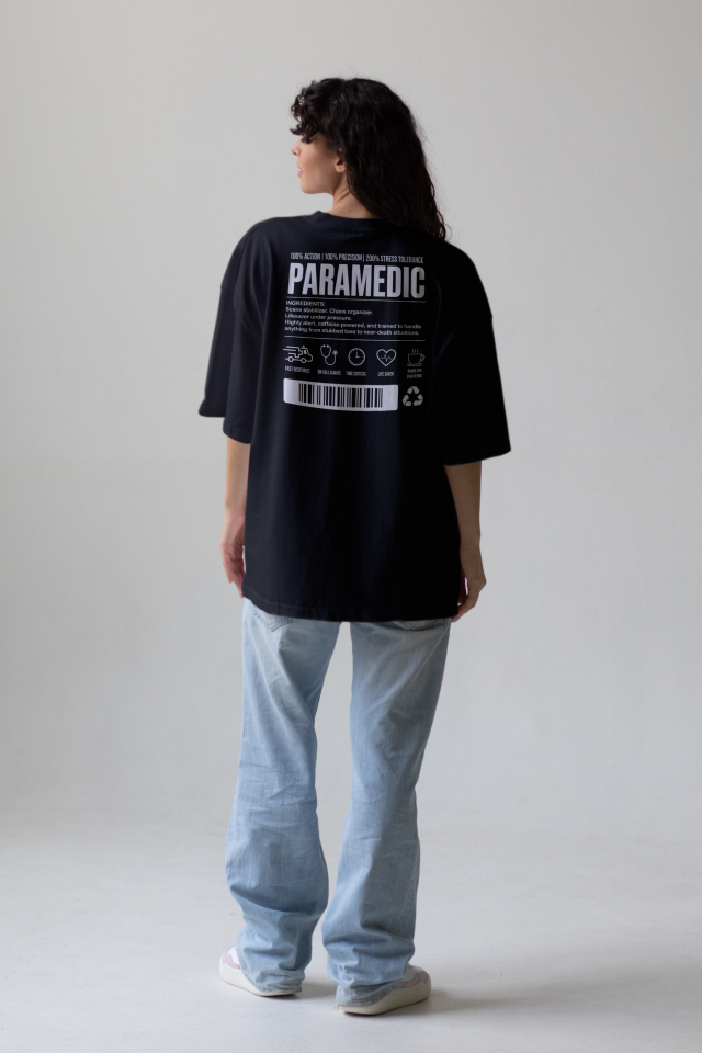 Paramedic - Oversize T-Shirt Siyah Unisex