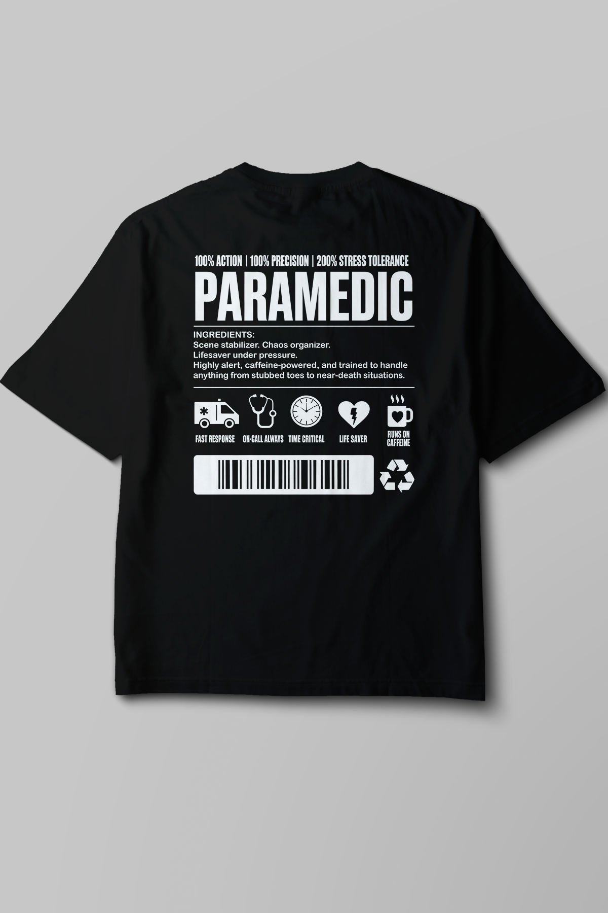 Paramedic - Oversize T-Shirt Siyah