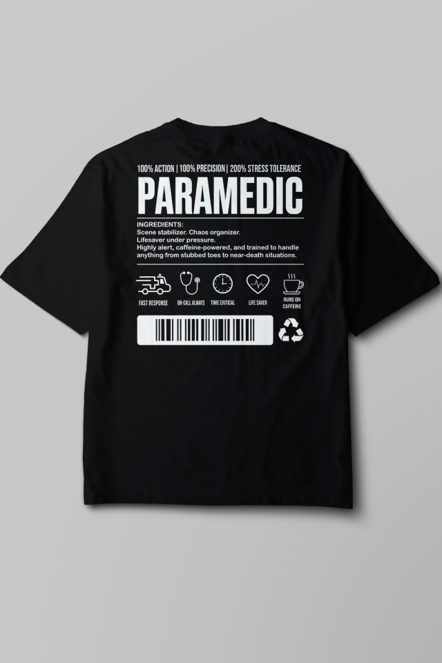 Paramedic - Oversize T-Shirt Siyah Unisex