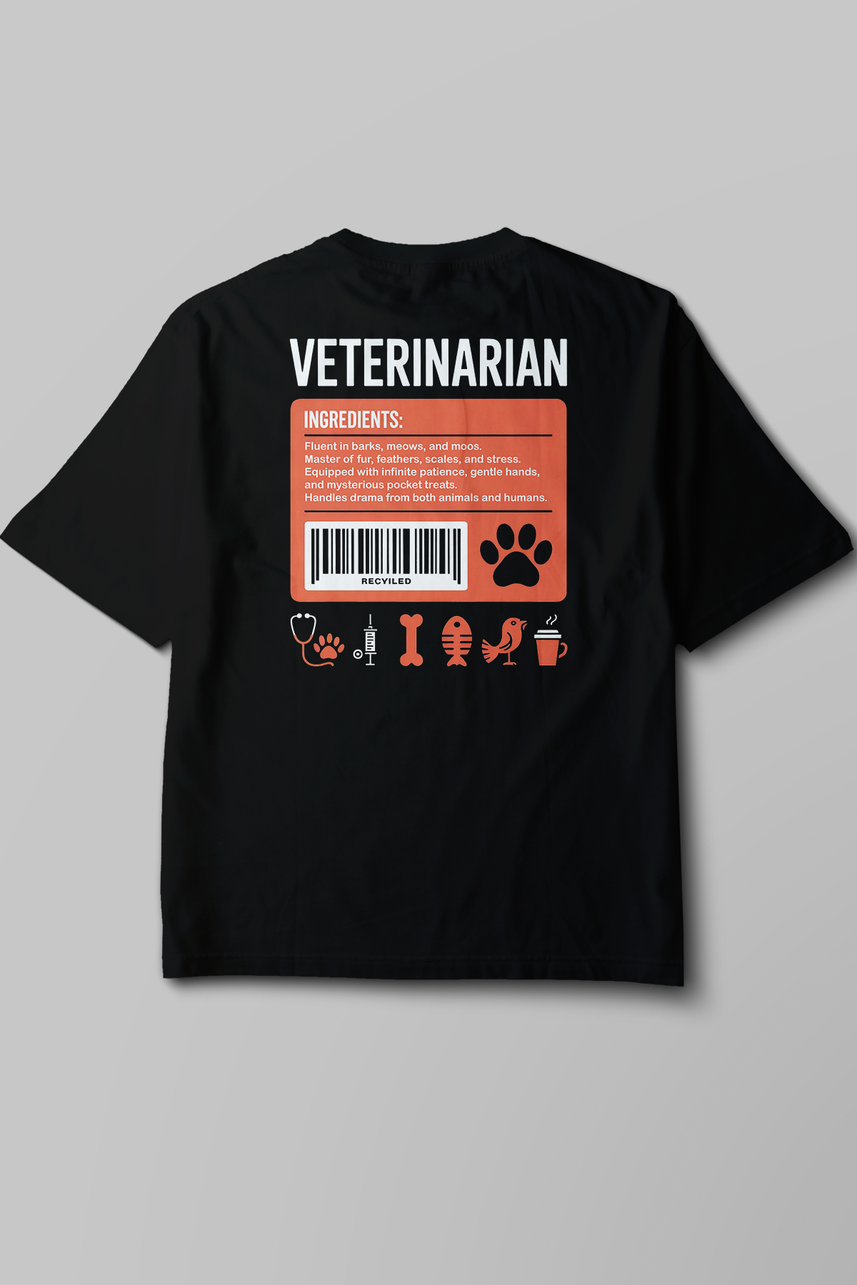 Veterinarian - Oversize T-Shirt Siyah Unisex