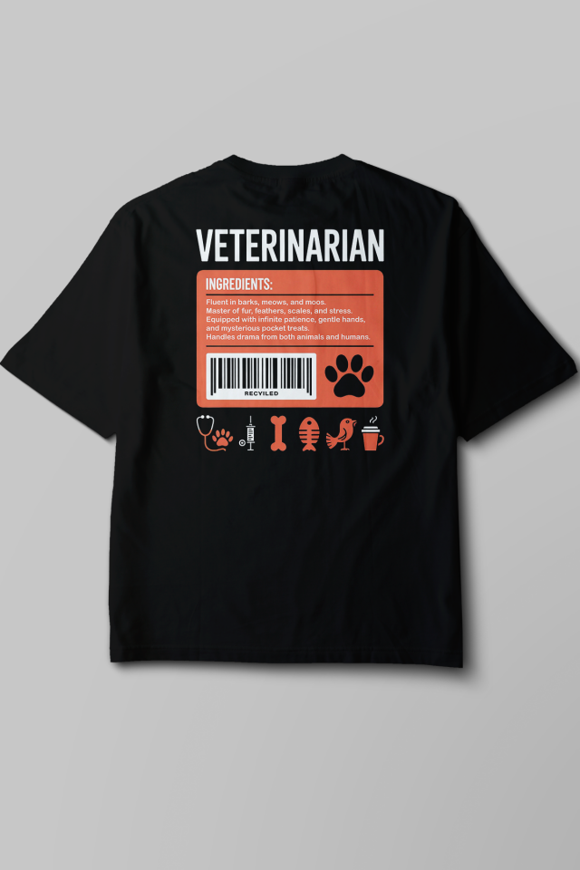 Veterinarian - Oversize T-Shirt Siyah Unisex