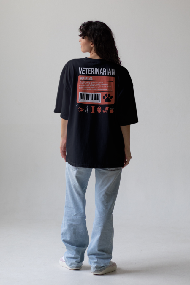 Veterinarian - Oversize T-Shirt Siyah Unisex