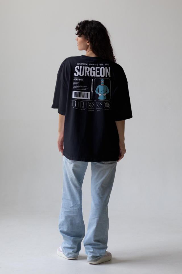 Surgeon - Oversize T-Shirt Siyah Unisex