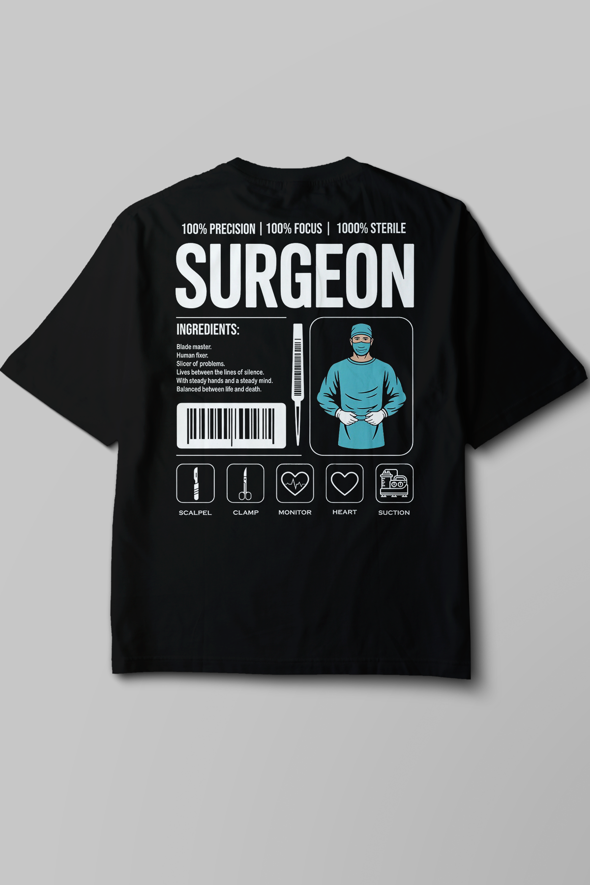 Surgeon - Oversize T-Shirt Siyah Unisex
