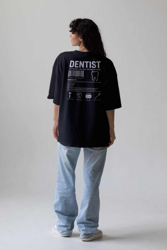 Dentist - Oversize T-Shirt Siyah Unisex
