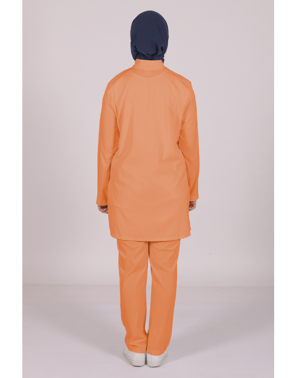 Somon Likralı Tesettür Scrubs Doktor Hemşire Forması Tek Üst XL