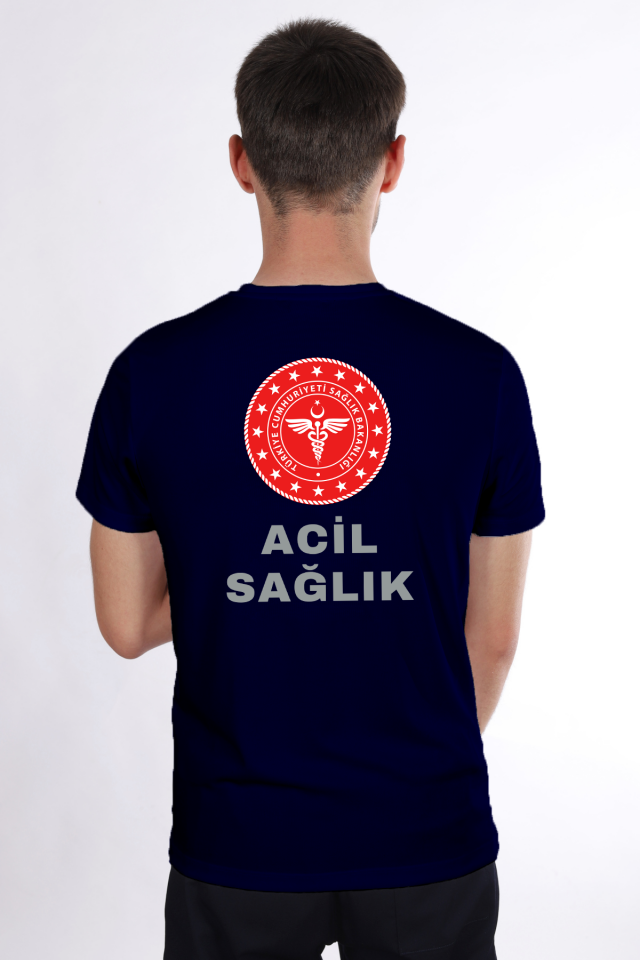 Lacivert 112 Acil Sağlık Dry Touch Bisiklet Yaka Tişört Unisex