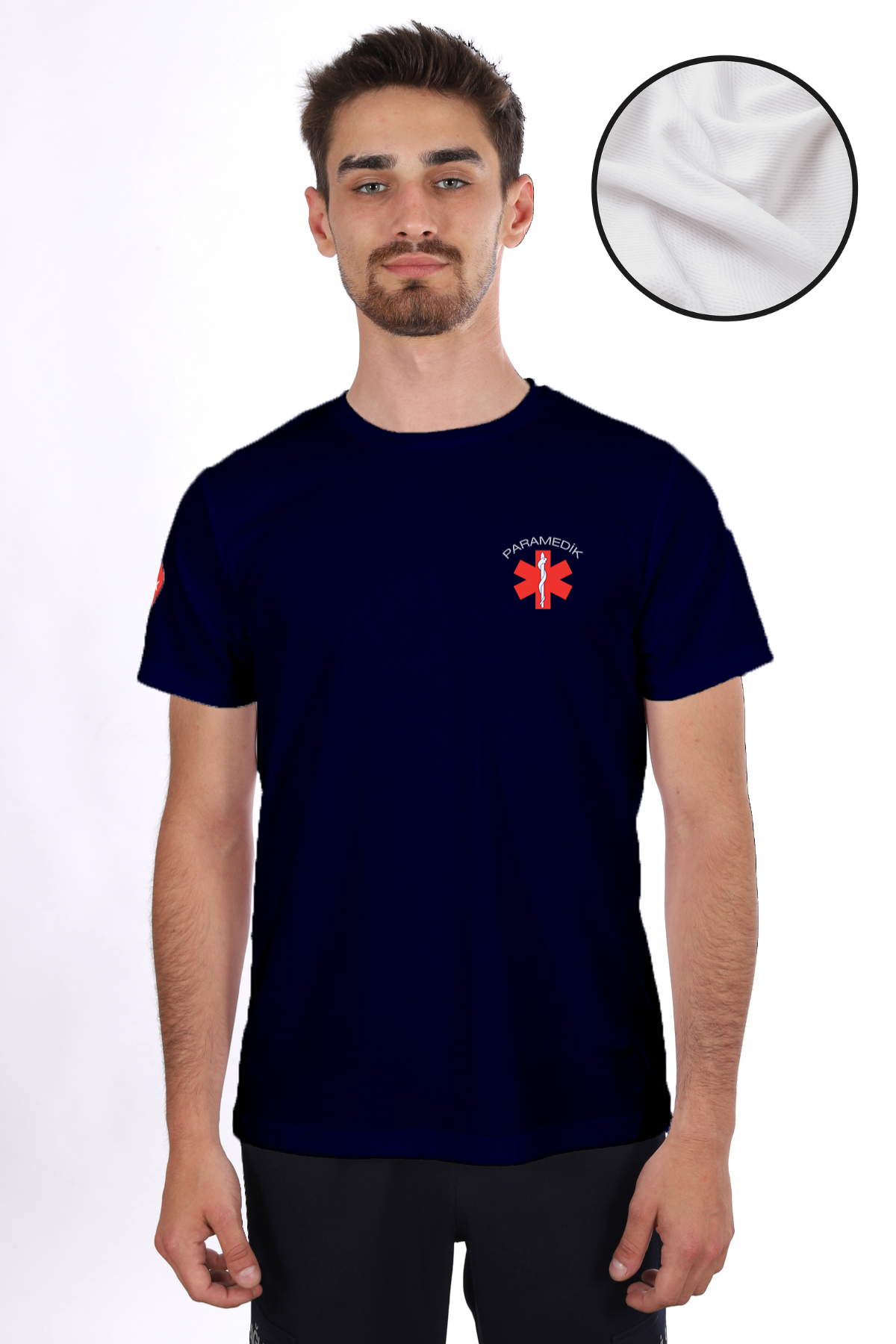 Lacivert Paramedik Dry Touch Bisiklet Yaka Tişört Unisex