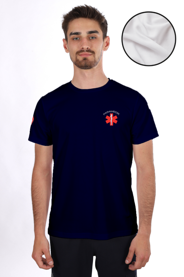 Lacivert Paramedik Dry Touch Bisiklet Yaka Tişört Unisex