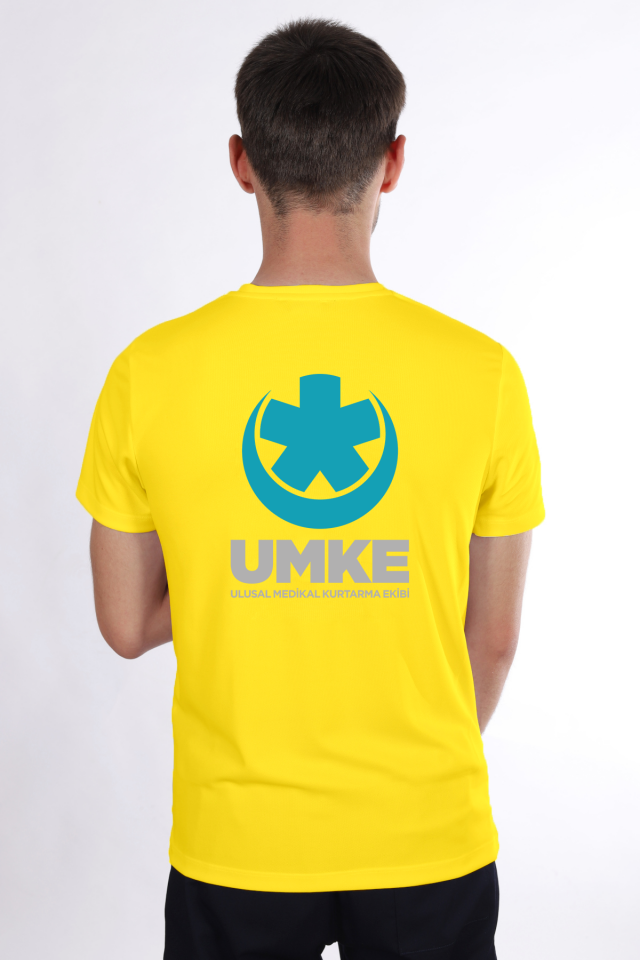 Sarı UMKE Dry Touch Bisiklet Yaka Tişört Unisex
