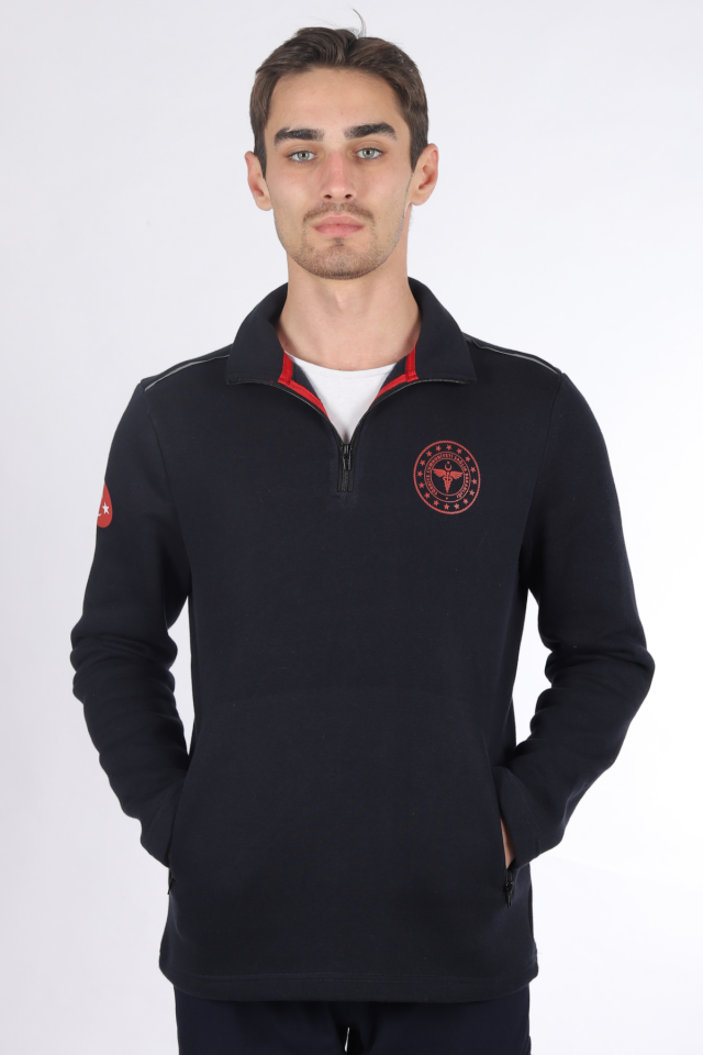 Lacivert 112 Acil Sağlık Kışlık Yarım Fermuar Balıkçı Yaka Sweatshirt Unisex