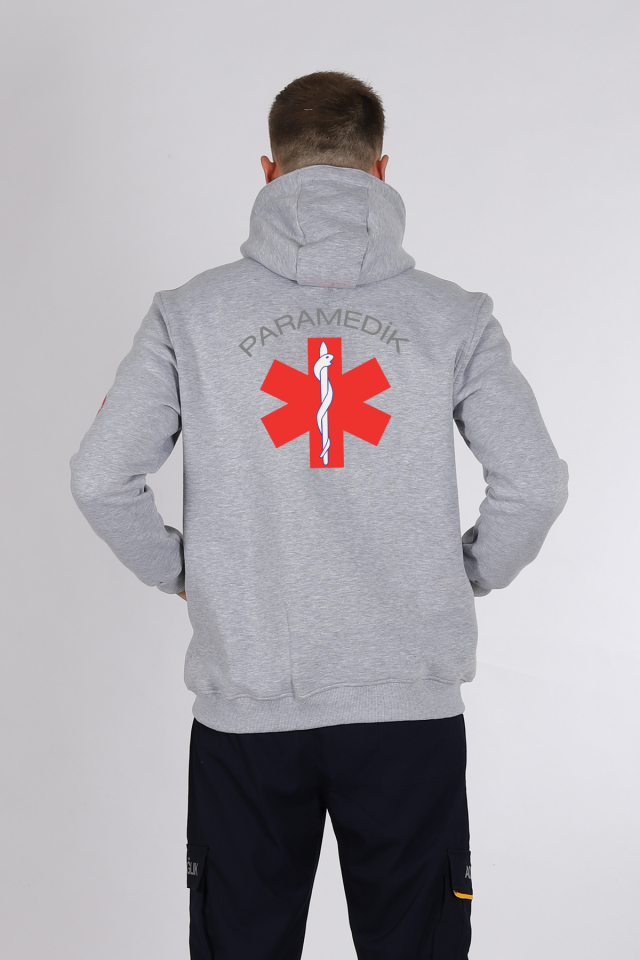 Gri Paramedik Kapüşonlu Hırka Unisex