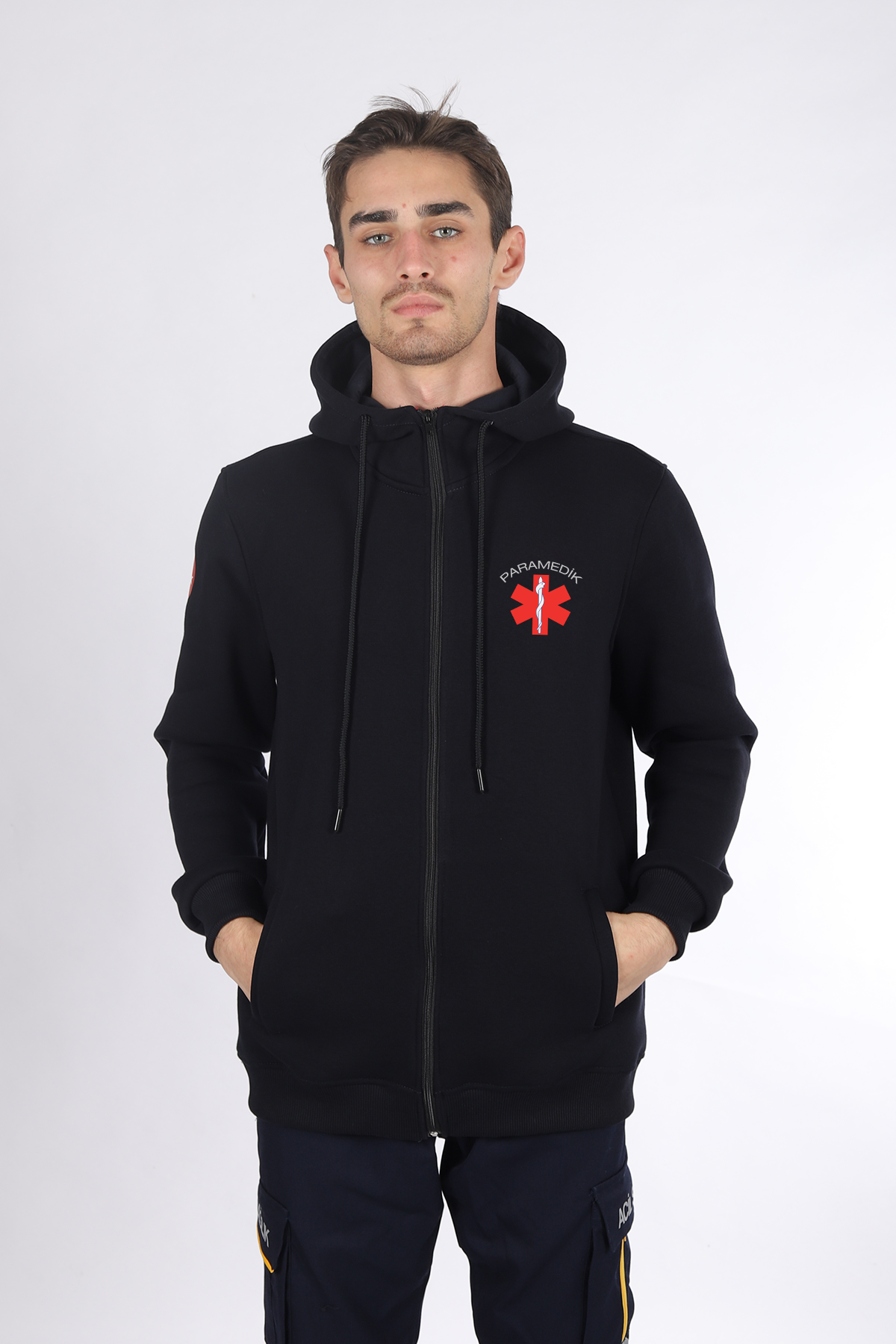 Lacivert Paramedik Kapüşonlu Hırka Unisex