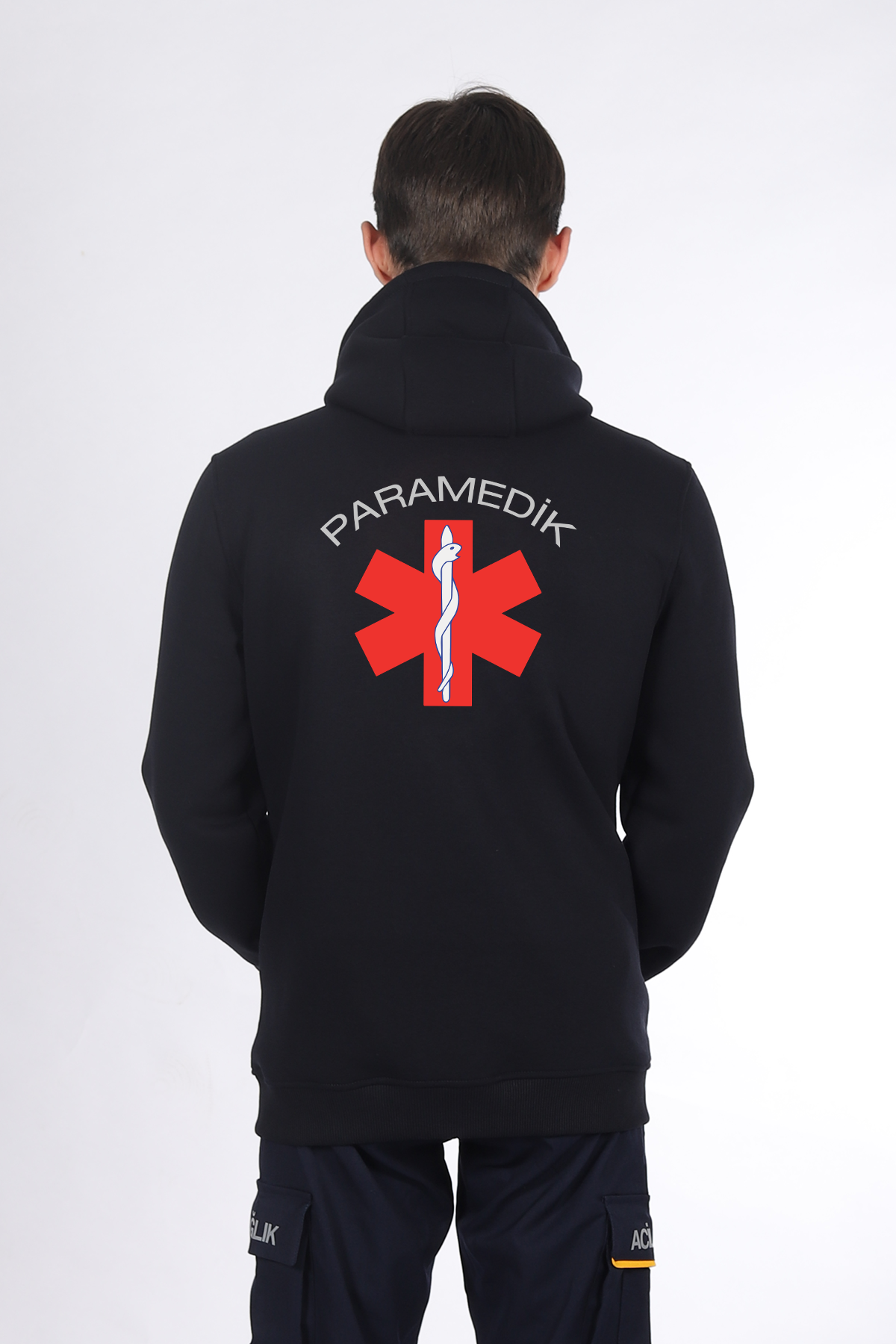 Lacivert Paramedik Kapüşonlu Hırka Unisex