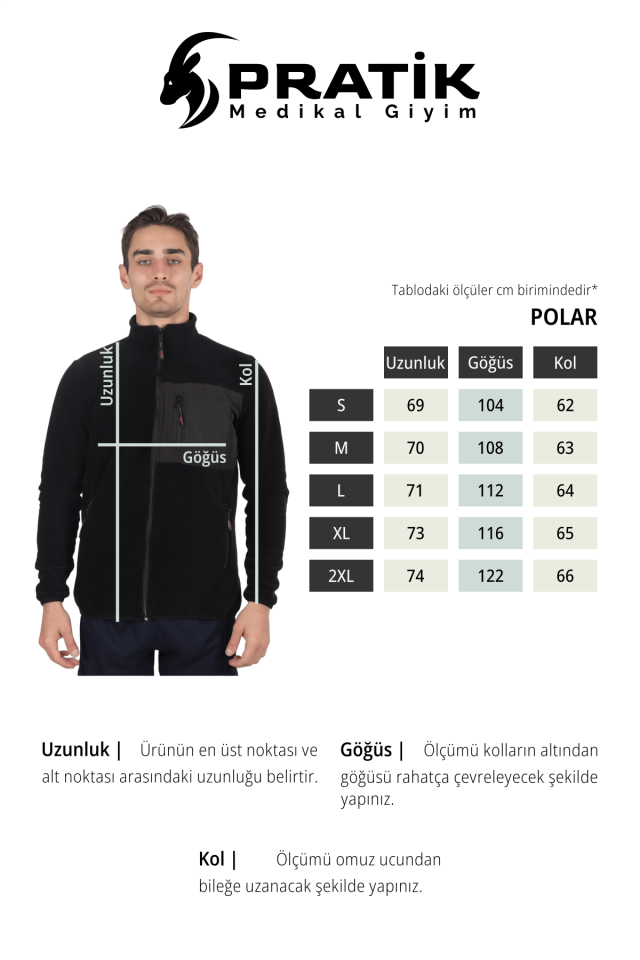 Sağlık Bakanlığı Logolu Polar Anti Peeling Kumaş 3 Cepli Unisex