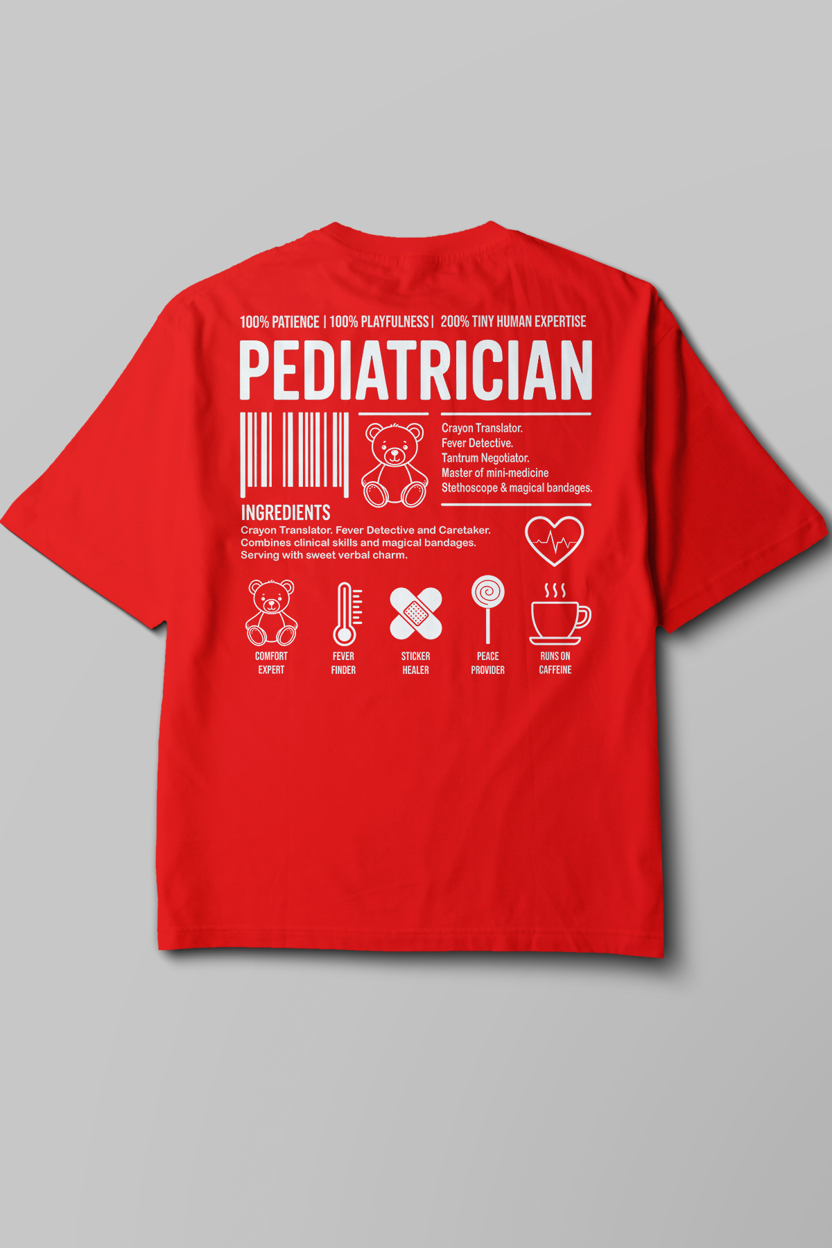 Pediatrician - Oversize T-Shirt Kırmızı Unisex