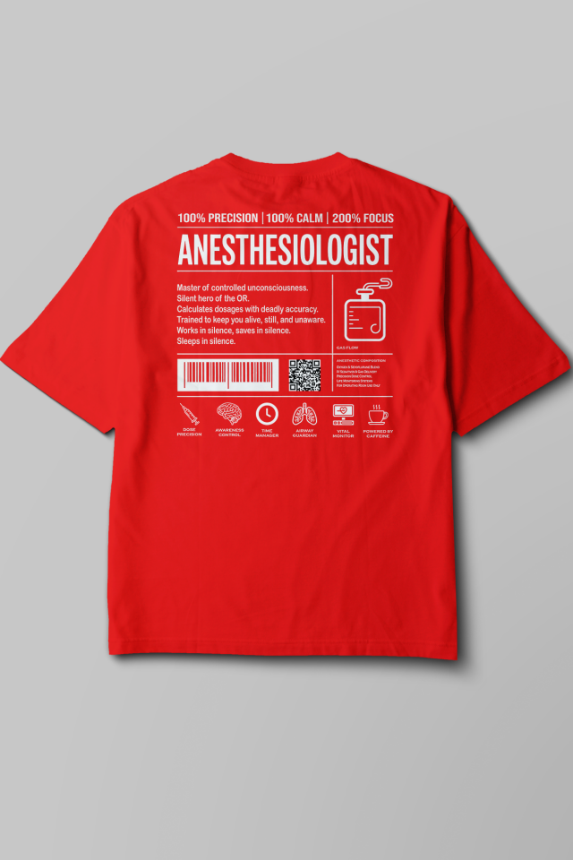 Anesthesiologist - Oversize T-Shirt Kırmızı Unisex
