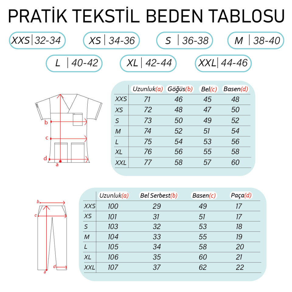 Kiremit Likralı Zarf Yaka Scrubs Doktor Hemşire Forması Tek Üst XL