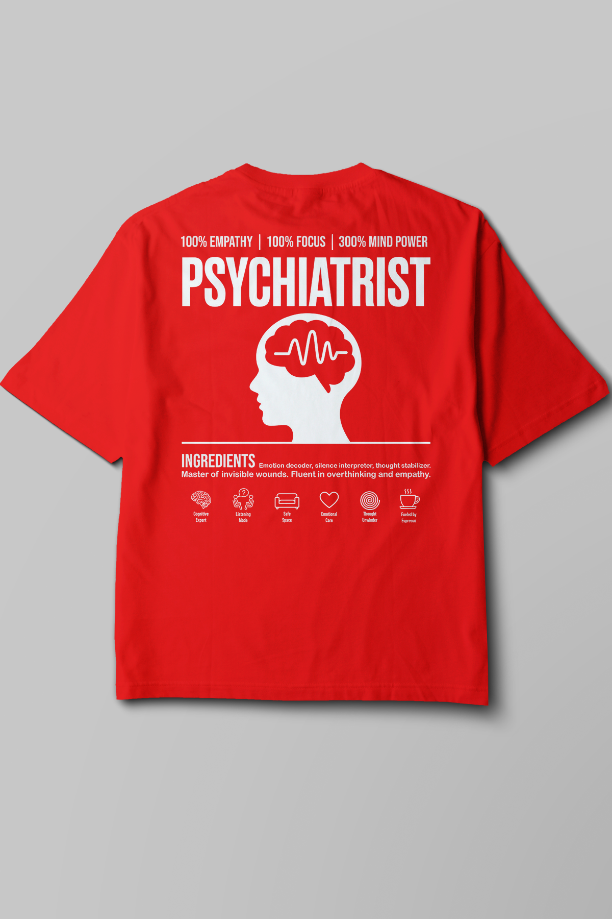 Psychiatrist - Oversize T-Shirt Kırmızı Unisex