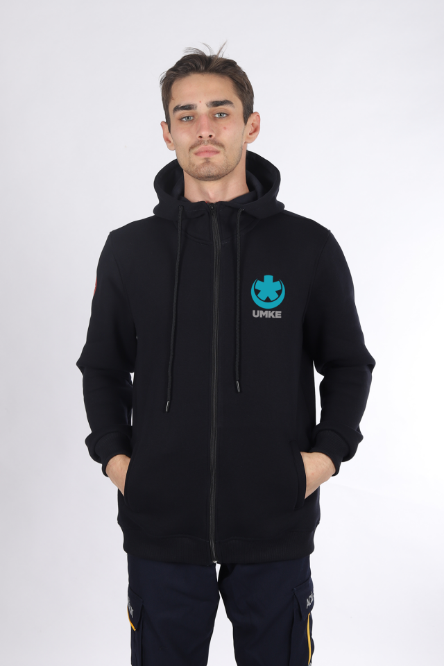 Lacivert UMKE Kapüşonlu Hırka Unisex