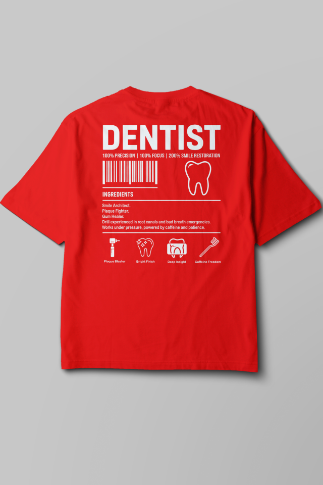 Dentist - Oversize T-Shirt Kırmızı Unisex