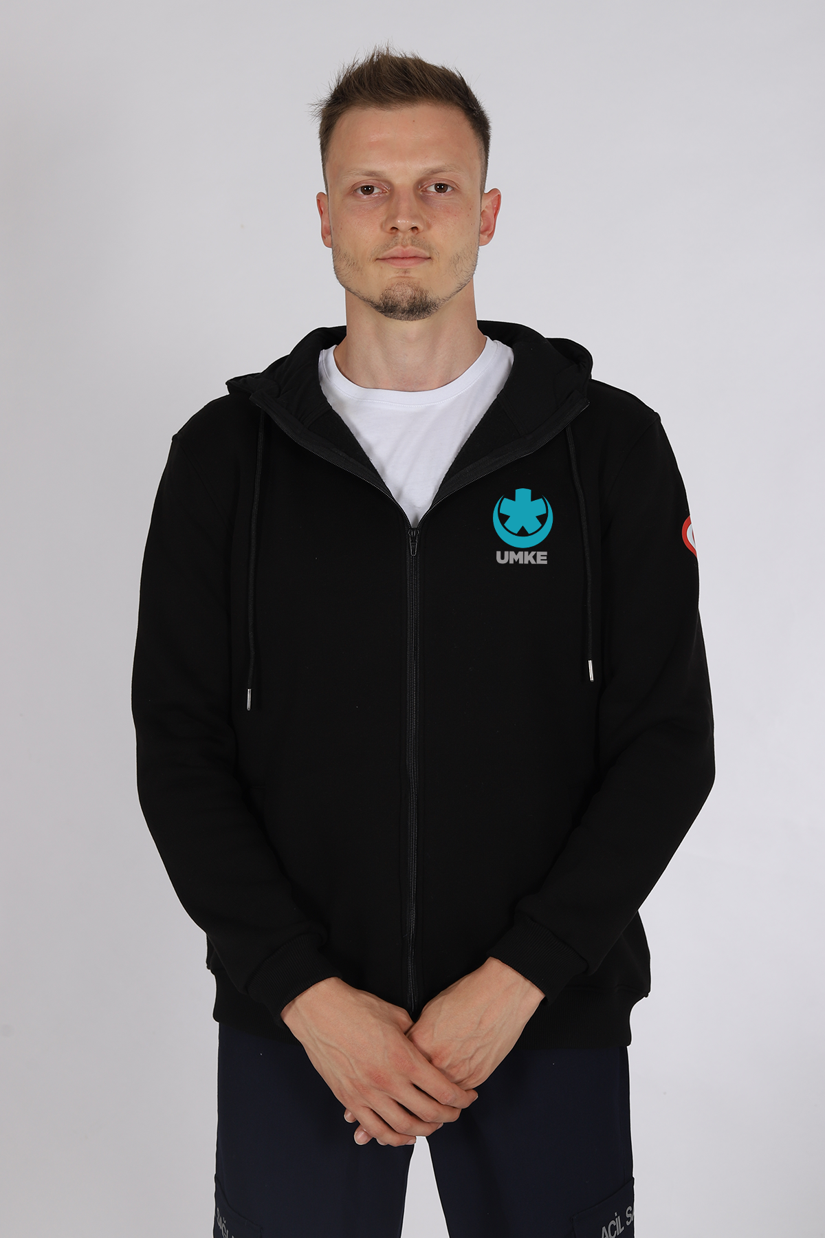 Siyah UMKE Kapüşonlu Hırka Unisex