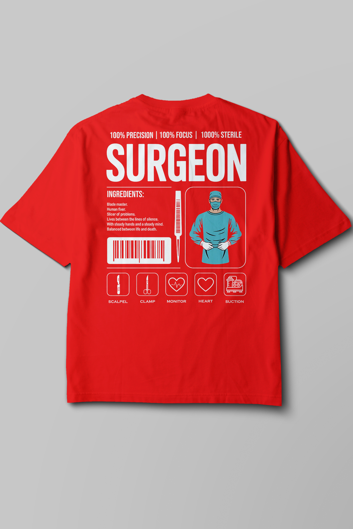 Surgeon - Oversize T-Shirt Kırmızı Unisex