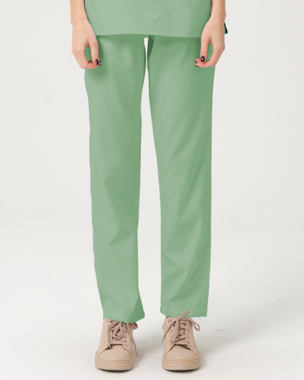 Çağla Yeşili Likralı Tek Alt Doktor Hemşire Forması Unisex