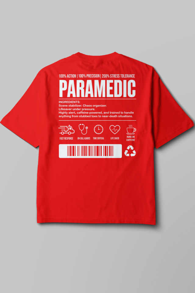 Paramedic - Oversize T-Shirt Kırmızı Unisex
