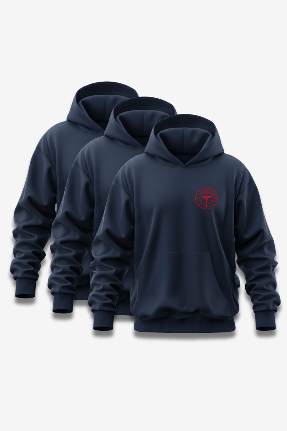 3'lü Paket 112 Acil Sağlık Kapüşonlu Sweatshirt Unisex Lacivert